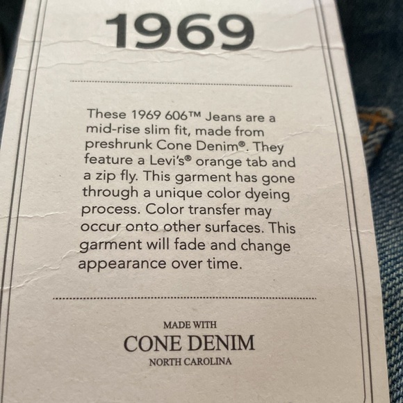 Levi’s 1969 606 Jeans - Cone Denim - Orange Tab 31 x 34 NEW - Picture 14 of 16